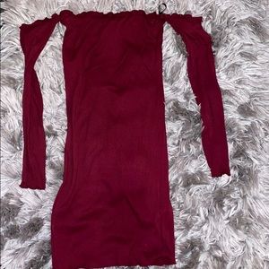 Rubber purple off the shoulder mini dress